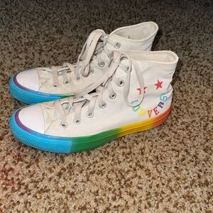 Converse rainbow high top shoes💗